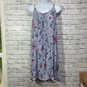 WallFlower Adjustable Strap Flowing Floral Striped Lace Up Sundress NEW 1X